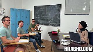 Classroom confessions ignite milf seduction into petite threesome with big tits pounding