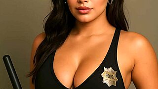 Blonde police babe teases with her sexy curves