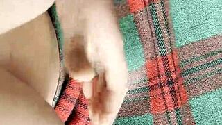 my shy neighbor sneaks under the blanket to lick my pussy so good