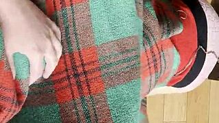my shy neighbor sneaks under the blanket to lick my pussy so good