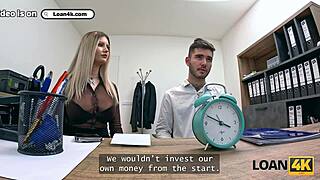 our loan interview turns into me fucking manager while husband watches