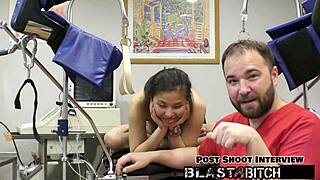 Patient Raya Nguyen kneels to suck doctor's cock before missionary hospital pounding
