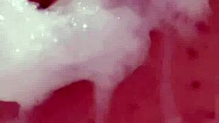 She fingers herself wildly in shower till squirting orgasm hits hard