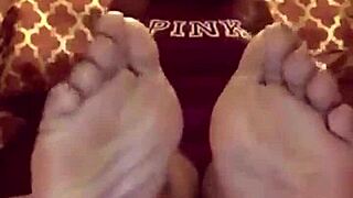 Step sister-in-law's ebony feet worshipped and licked hard