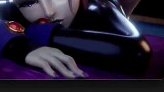 thicc widowmaker twerks fat ass on halloween while mercy rides raven cock