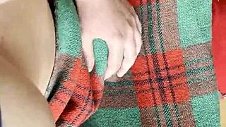 my shy neighbor sneaks under the blanket to lick my pussy so good