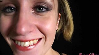 Wanna see hairy blonde pixie gag on cock then rim deep in messy audition?!