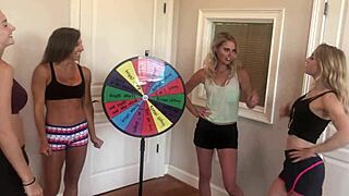 four girls rip clothes in wild wedgie striptease wheel! 😈🍑