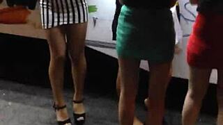 Candid Asian Slut in Tight Miniskirt and Heels Flashes Pussy Publicly!