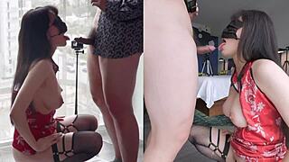 my busty asian girlfriend in cheongsam fucks till she squirts everywhere