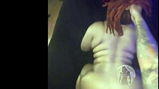damn this redhead ebony bbw with huge natural tits has her fat ass up while i facefuck her deep