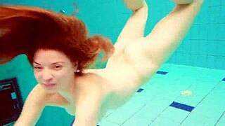 hot teen marketa dives underwater in bikini at pool and beach