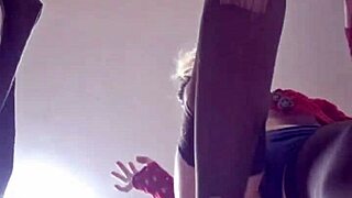 hot teen elza kom gags on dildo in lingerie with braces and heels
