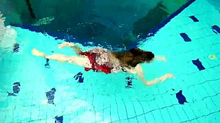 hot teen marketa dives underwater in bikini at pool and beach