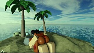 Cute friend begs monster cock fuck in Roblox sex