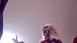 hot teen elza kom gags on dildo in lingerie with braces and heels