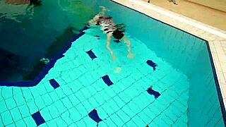 hot teen marketa dives underwater in bikini at pool and beach