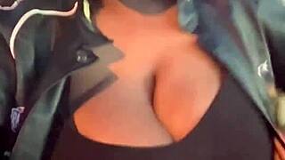 whoa those huge tits bouncing outside almost busted 😱🍈🍈