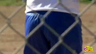 TWO BASEBALL BABES POUND HORNY BLONDE WITH DILDOS