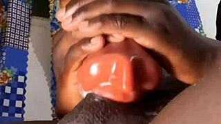 😏 bbc cums hard while pounding that huge sex toy non-stop!