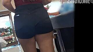 Spying Hot Blonde Bombshell Shopping at Market Voyeur Style