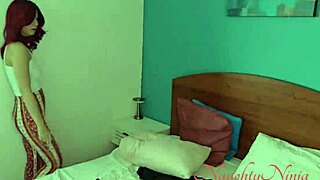 stepmom bends over stuck while making bed and i slide in deep