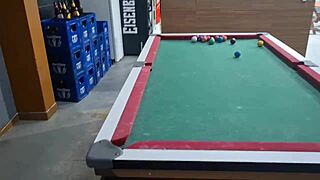 damn she lost the pool game but won my cock slamming her wet bush