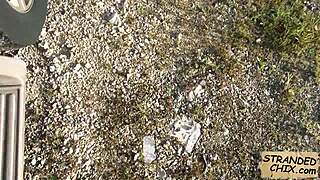 Teen Hitchhiker Nadia Capri Devours Cock in Public Pickup POV