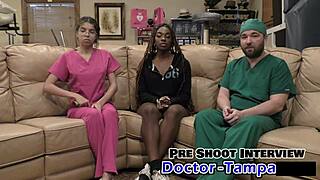 Dr Tampa's Student Interns Giggles Spread Shaved Pussy In Hospital Latex Gloves