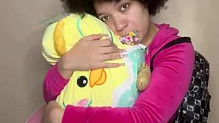 Hot schoolgirl 😈 teases older daddy till he cums on her tight shaved pussy