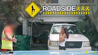 petite ginger bytes bends over garage for hardcore pov titty fuck ride