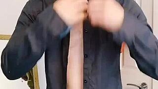 english bull strips shirt jeans revealing muscular body close up