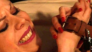 dominant mistress ties big ass lesbian slave and fucks her pussy hard with strapon