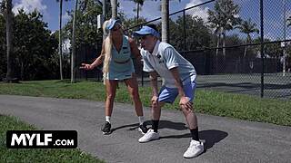 Step mom drains stepson's balls so he focuses on the big game
