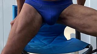 Skinny Legs Flash Panties in Socks During Deep Pelvic Workout Stretch