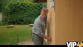 unfaithful fiancee sneaks off for secret gloryhole dick sucking at the ranch?