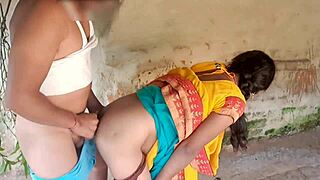 Satin Silk Aunty Boob Pressed Outdoor by Desi Lover