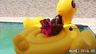 maxine x poolside dildo fucks huge wet pussy clit squirting orgasm