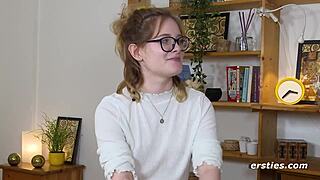 Ersties Luna pleasures her smooth shaved pussy using dildo and vibrator deeply