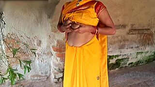 Satin Silk Aunty Boob Pressed Outdoor by Desi Lover