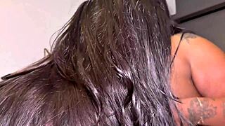 imagine latina friend's breast milk flooding mouth as strapon slams bbw pussy