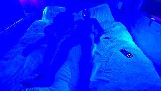 Our Cougar's Bedroom Handjob Under Ultraviolet Glow Experiment!