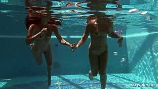 serbian and russian lesbos get wet underwater in tight showers