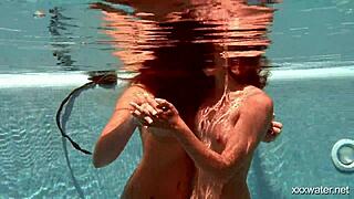 serbian and russian lesbos get wet underwater in tight showers