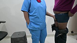 indian nurse tempts patient with playful hospital touches