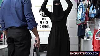 shoplyfter officer justin magnum busts delilah day stealing underwear under hijab in back room
