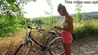 skinny german latina teen christy ley risks wild outdoor fuck for stranger's favor