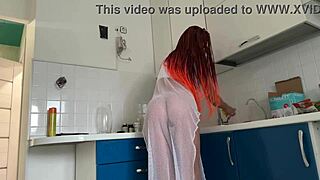 wet milf squirts on cock during kitchen massage orgasm tutorial