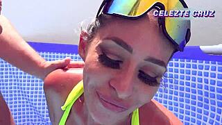 Hot Vagina Gets Monster Cock Deepthroat And Anal Creampie Poolside!