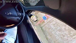 Public Car Jerkoff for Hot Bus Stop Babe 🍆🔥